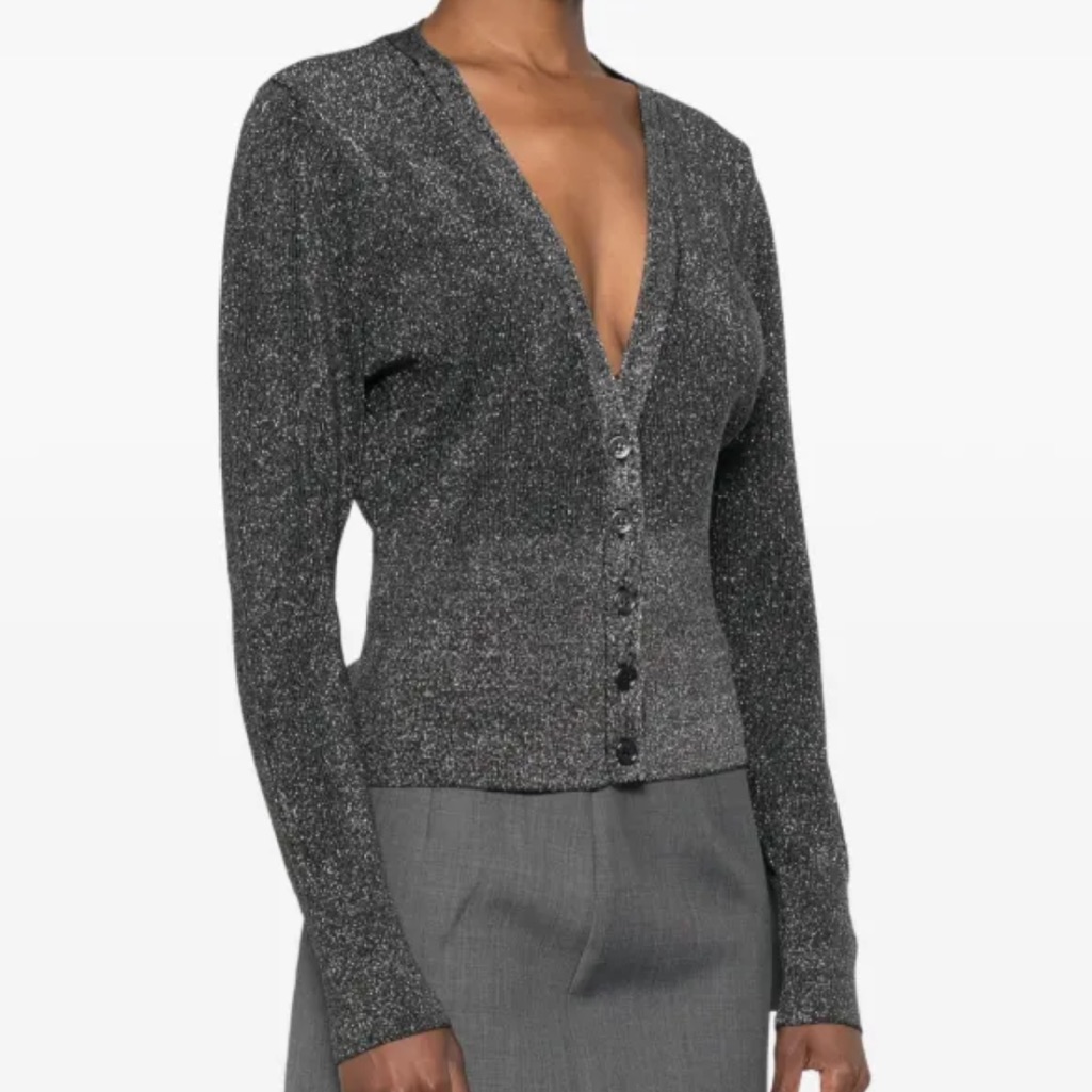 Iro Metallic Black Lurex Cardigan